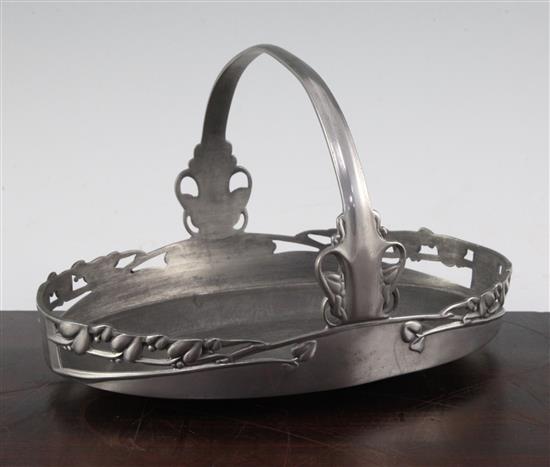 Liberty Tudric pewter oval basket, no.0359, designed by Archibald Knox(-)
